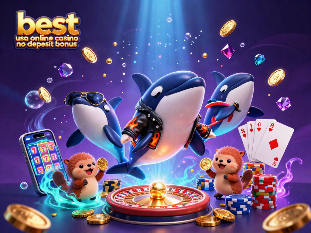 Engage with the best usa online casino no deposit bonus through a vibrant 3D underwater scene featuring characters and casino elements.