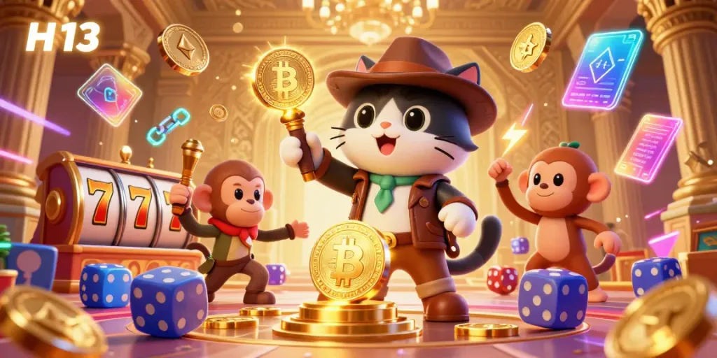 Discover thrilling gaming action at H 13 with 3D animated characters in a temple full of casino artifacts.