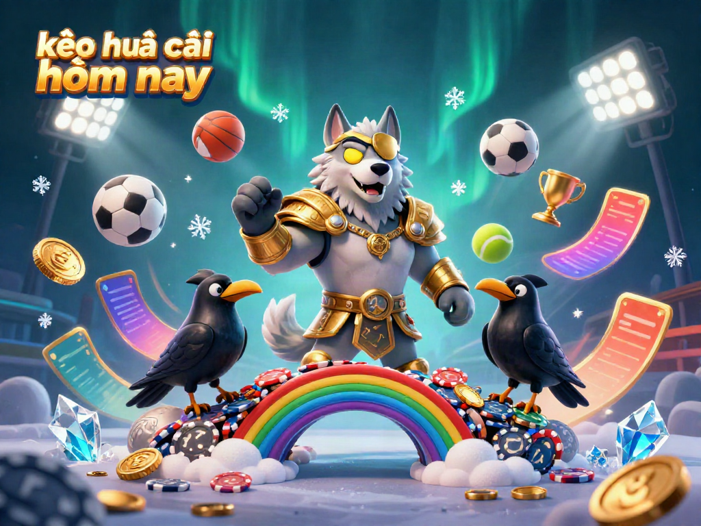 Bet on kèo nhà cái hôm nay featuring dynamic Norse mythology elements showcasing sports balls and rich gambling imagery.