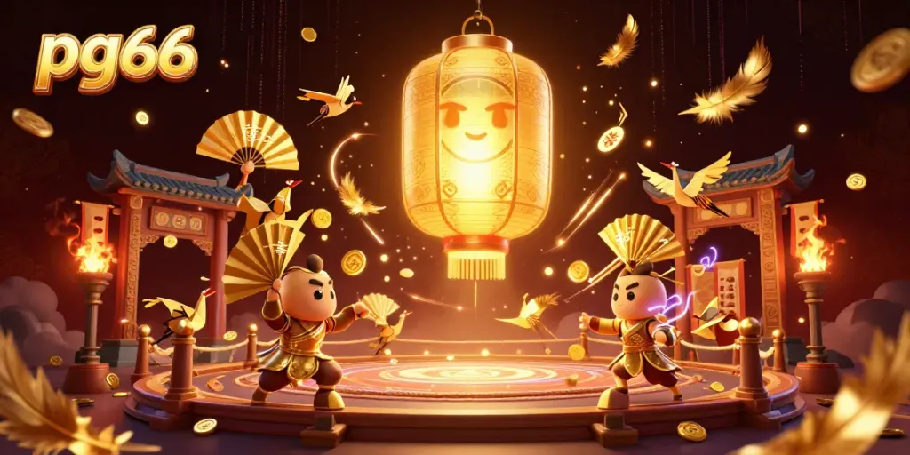 Experience the excitement of pg66 with a dynamic scene featuring vibrant characters and casino elements.