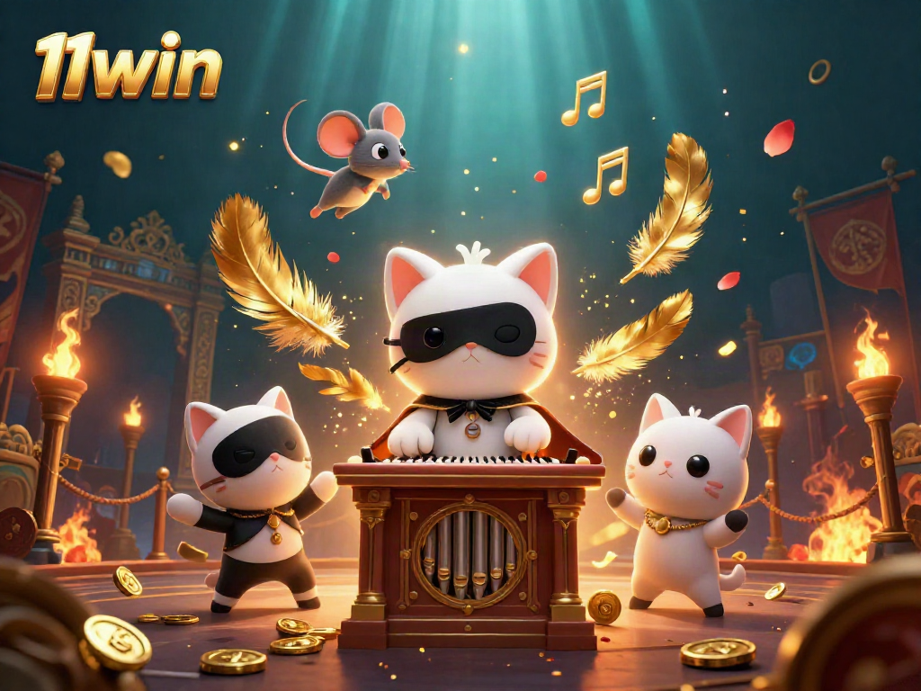 Experience the thrilling atmosphere of 11win with a vibrant casino-themed illustration.