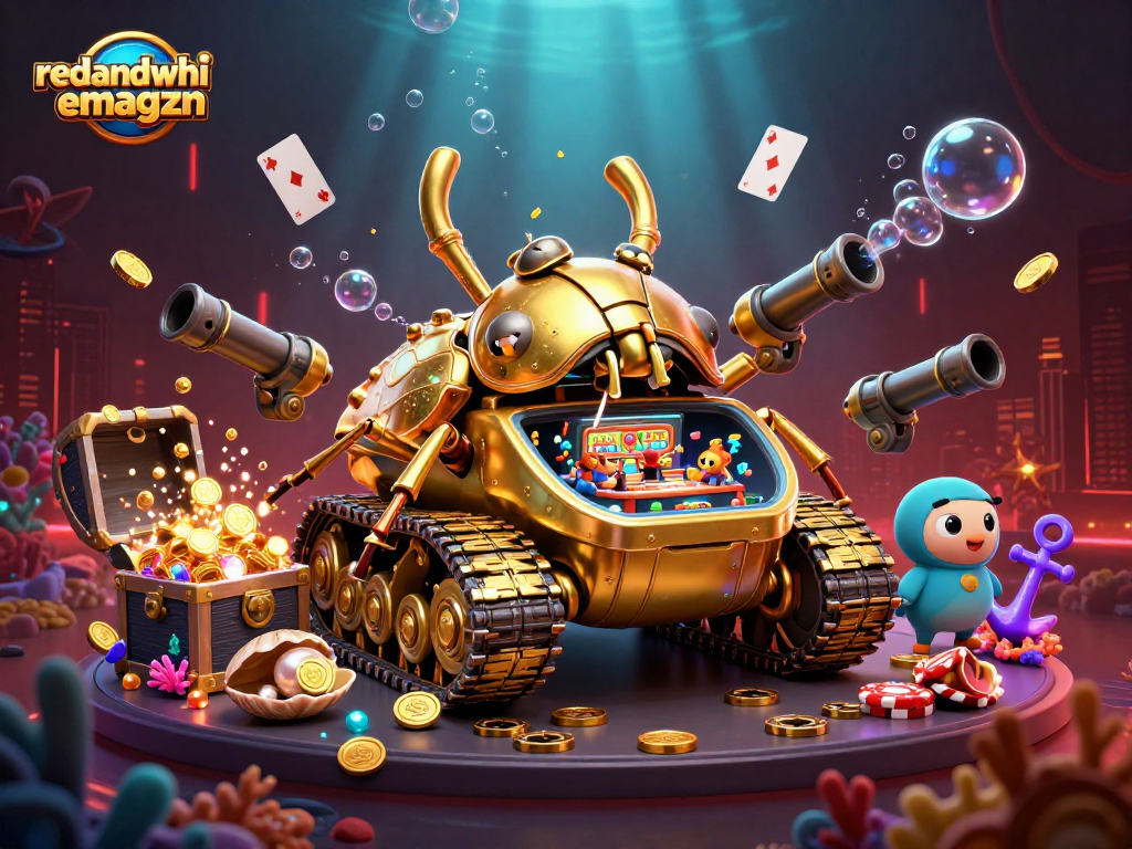 Experience the dynamic scene of redandwhitemagzn featuring a spectacular golden beetle casino tank.