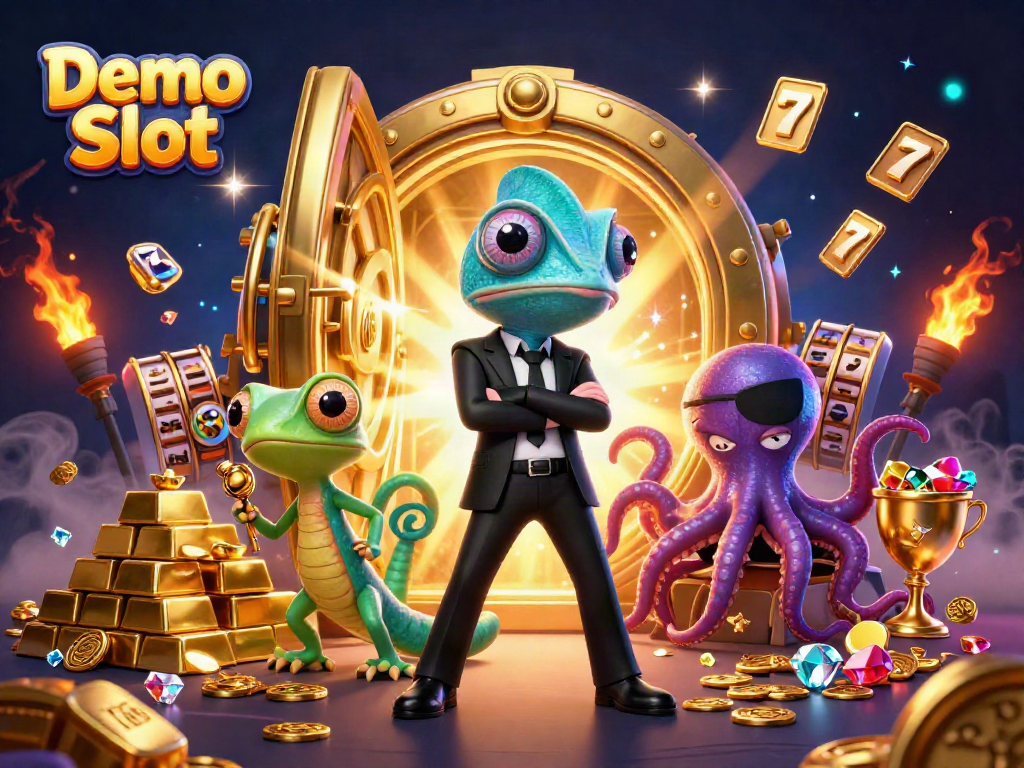 Spin the reels in a Demo Slot experience with vibrant characters and lavish gold elements!