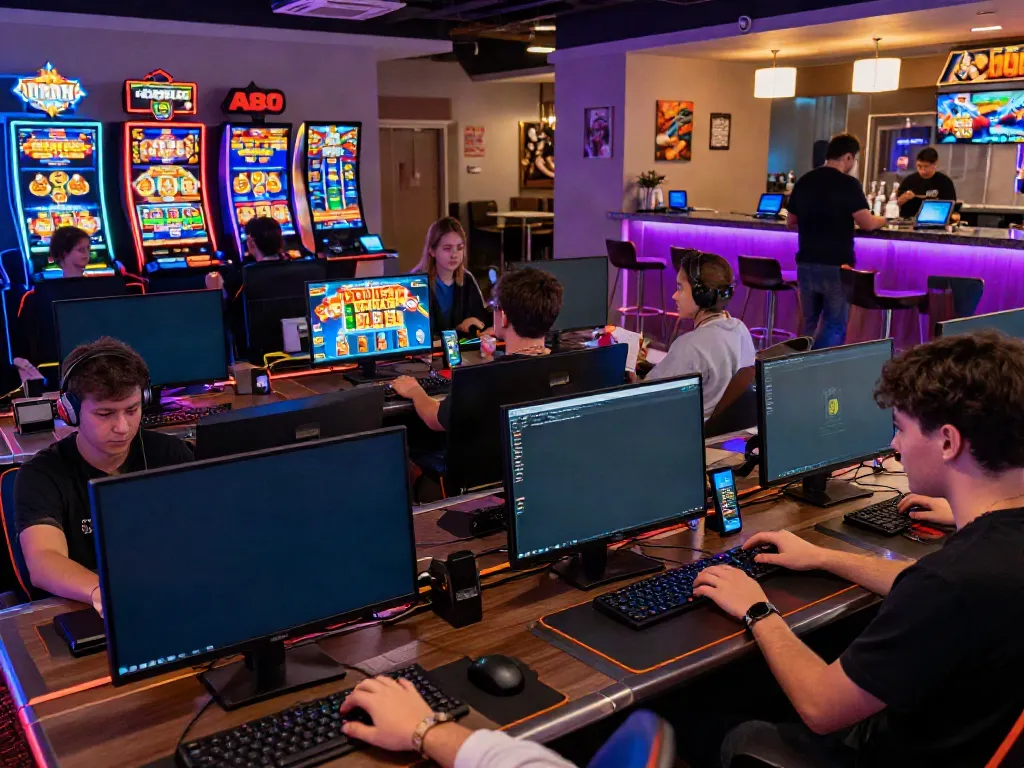 Exciting gaming scene featuring players engaged on the A80 casino platform with dynamic lighting and vibrant atmosphere.
