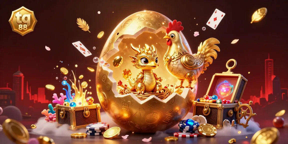 Experience the excitement of tg 88 with this colorful, detailed illustration of a golden dragon and poker chips.