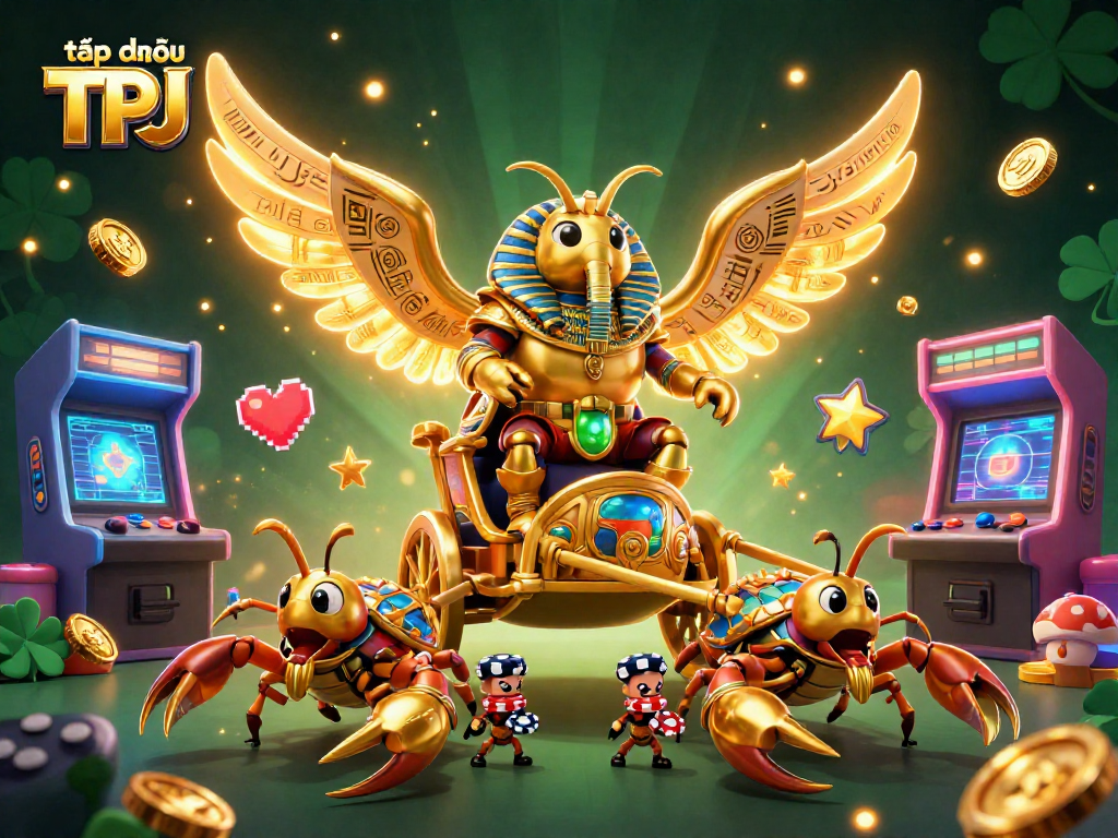 Experience the gaming excitement with tập đoàn TPJ illustrated in vibrant detail, featuring unique 3D characters and casino elements.