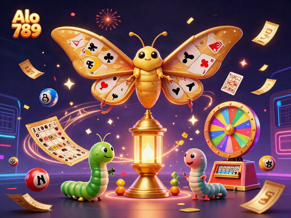Engage in thrilling gameplay with Alo 789, featuring an imaginative 3D scene of excitement and casino elements.