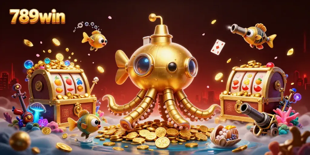 Experience thrilling gameplay with 789win's exciting slots amid golden coins and underwater treasures.