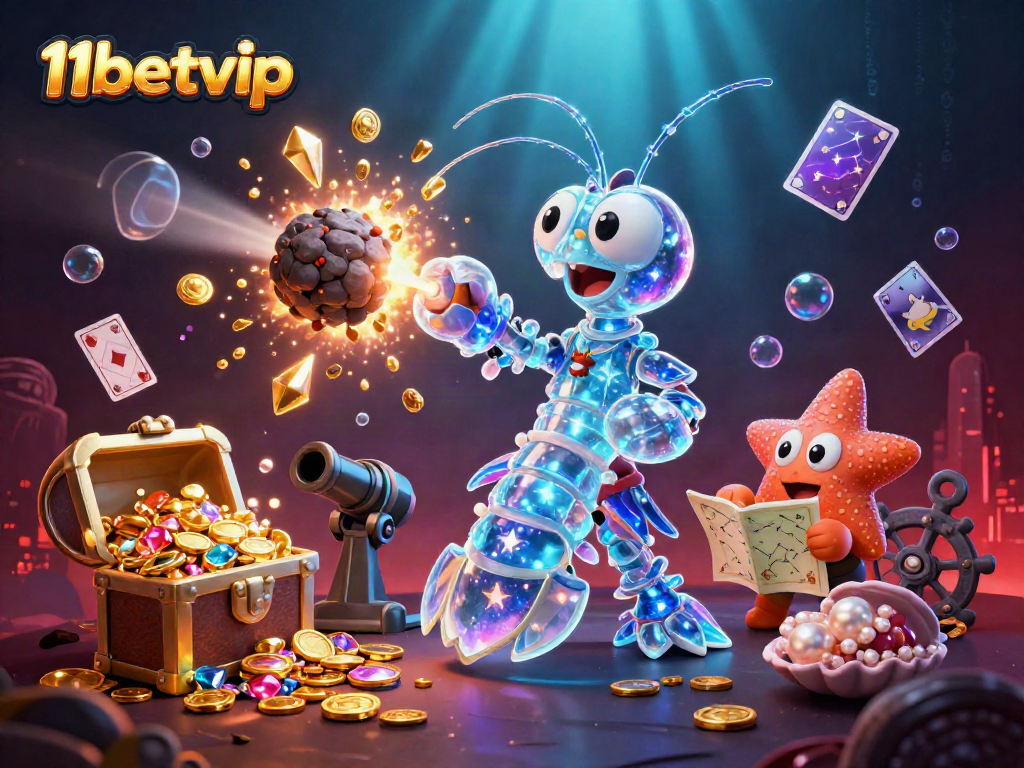 Experience thrilling wins and excitement at 11betvip with vibrant casino-themed underwater visuals bursting with treasures.