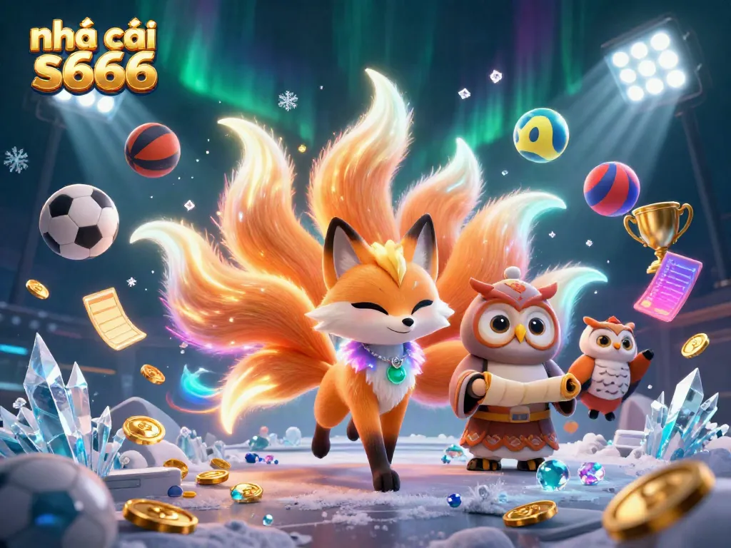 Engage with nhà cái s666 through vibrant gaming elements and characters in a dazzling 3D scene.