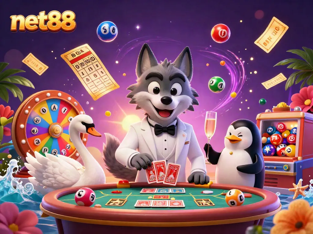 Experience thrilling baccarat with net88 in a vibrant casino scene full of games and excitement.